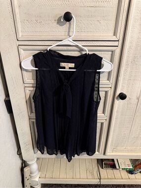 LOFT Navy Sleeveless Tie-Neck Camisole